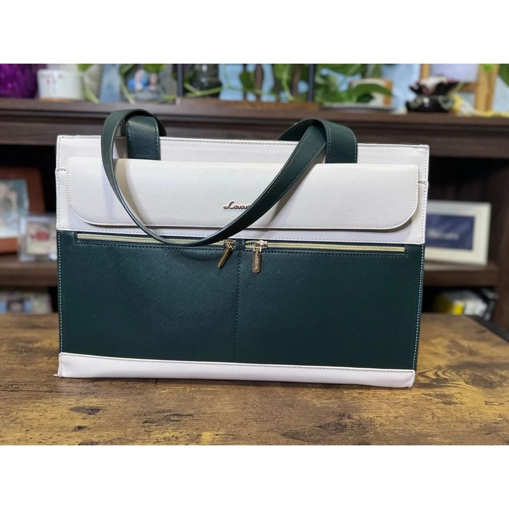 Women's Lovevook Beige & Green Laptop Bag, One Size
